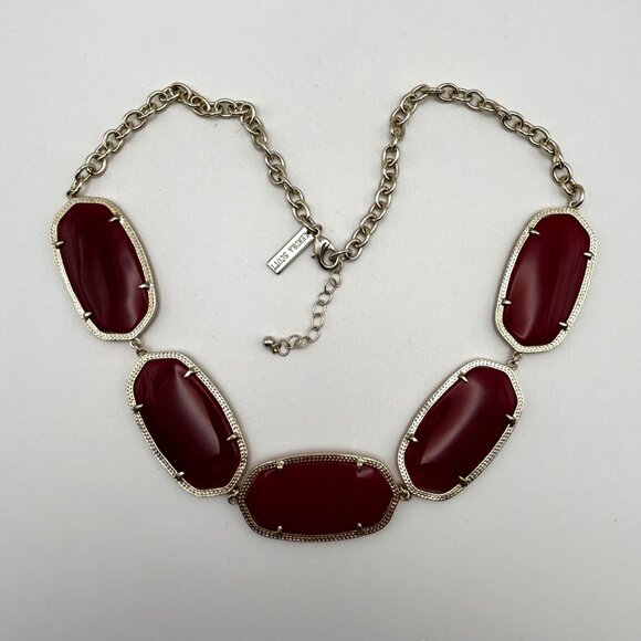 Kendra Scott Statement Necklace Fuchsia Pink Oval Stones Gold Tone Retired - Picture 11 of 11